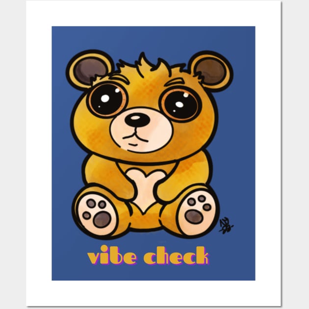 Kawaii Teddy Bear - Vibe Check Wall Art by Alt World Studios